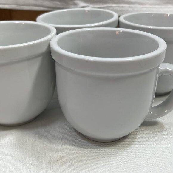 Pottery Barn Other - Pottery Barn Suppertime Mugs Set of 4 White Ceramic Coffee Cups Bistro Ware